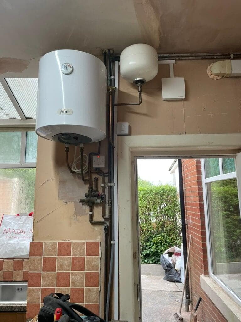 Kitchen before damp proofing and installation of extractor fan, Queens Park, Blackburn